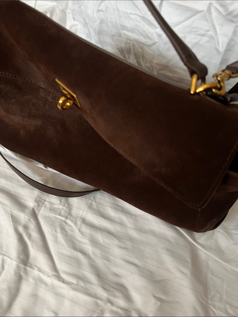 Etsy Classic Dark Brown Suede Top-Handle Bag - Picture 7 of 9